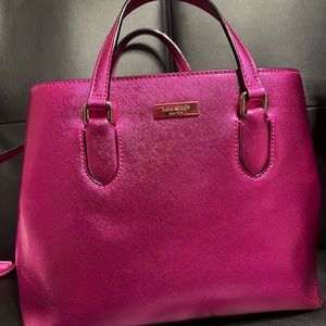 KATE SPADE Evangelie Metallic Pink Satchel Bag